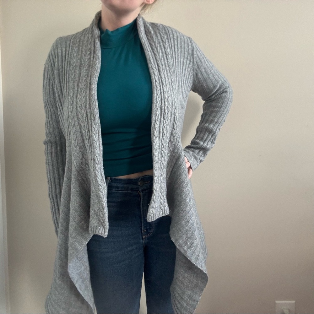 Autumn Cashmere Cable Knit Rib Drape Cardigan Knit - Picture 2 of 7